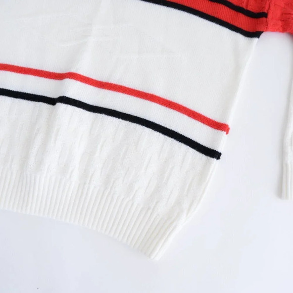 Vintage Sears Black/Red/Cream Knit  Crewneck Sweater Size 44 L - Picture 6 of 12